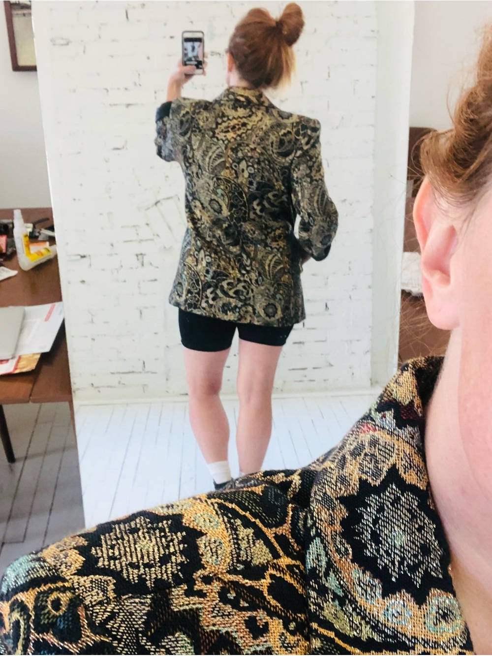 Ferrari Gold and Black Paisley Brocade Blazer Jacket - Picture 2 of 4